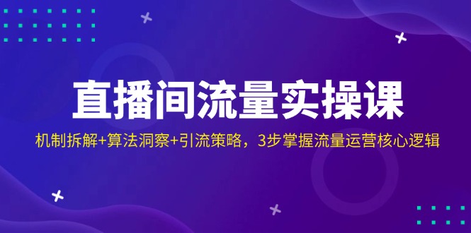 直播间流量实操课：机制拆解+算法洞察+引流策略，3步掌握流量运营核心逻辑-智宝网创