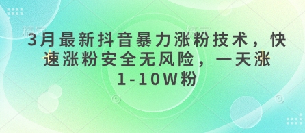 3月最新抖音暴力涨粉技术，快速涨粉安全无风险，一天涨1-10W粉-智宝网创