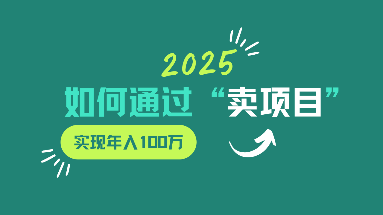 2025年如何通过“卖项目”实现年入100w-智宝网创