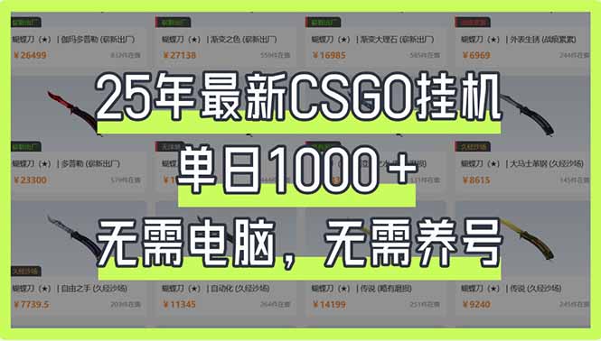 25年最新CSGO挂机系统，单日1000+，无需电脑，无需养号，0基础可上手-智宝网创