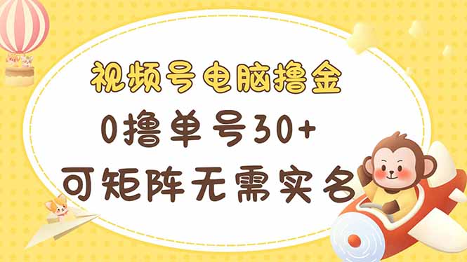 视频号电脑撸金 0撸单号30+ 可矩阵 无需实名多号多得-智宝网创