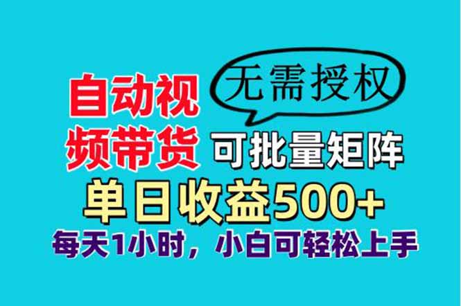 自动视频带货，可批量矩阵，单日收益500+、轻松实现睡后收益，小白可…-智宝网创