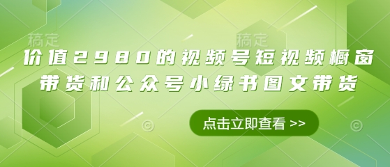 价值2980的视频号短视频橱窗带货和公众号小绿书图文带货-智宝网创
