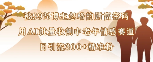 被99%博主忽略的财富密码：用AI批量收割中老年情感赛道，日引流300+精准粉-智宝网创