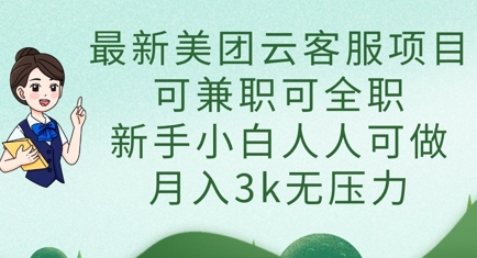 .最新美团云客服项目，可兼职可全职，新手小白人人可做，月入3k无压力-智宝网创