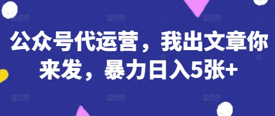 公众号代运营，我出文章你来发，暴力日入5张+【揭秘】-智宝网创