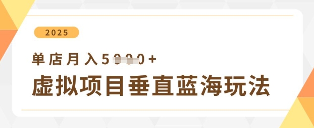 虚拟项目垂直玩法，实现单店月入5k+-智宝网创