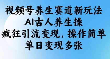 .视频号养生赛道新玩法，AI古人养生操，疯狂引流变现，操作简单，单日变现多张-智宝网创