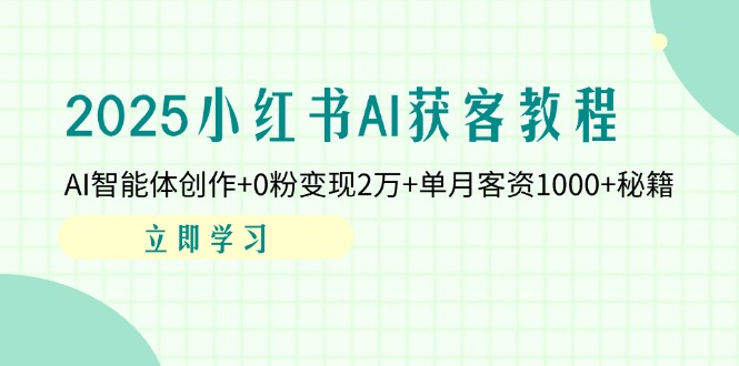 2025小红书AI获客教程：AI智能体创作+0粉变现2万+单月客资1000+秘籍-智宝网创