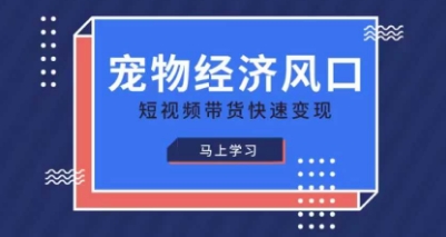 宠物赛道快速变现精品课，宠物经济风口，短视频带货快速变现-智宝网创