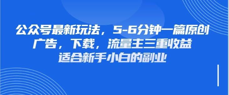 公众号最新玩法，广告，下载，流量主三重收益，非常适合新手小白的项目-智宝网创