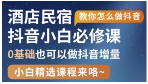 抖音本地生活酒店民宿运营，0基础也可以做抖音增量-智宝网创