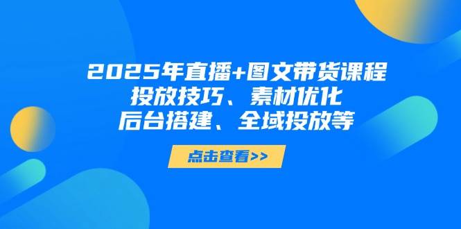 2025年短视频图文带货+直播带货：投放技巧、素材优化、后台搭建、全域投放等-智宝网创