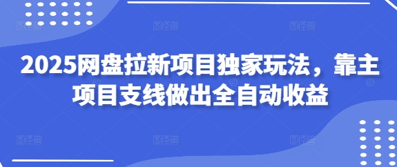 .2025网盘拉新项目独家玩法，靠主项目支线做出全自动收益-智宝网创