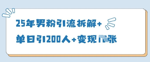 25年男粉引流拆解+单日引200人+变现多张-智宝网创