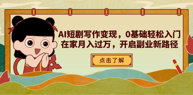 AI短剧写作变现，0基础轻松入门，在家月入过万，开启副业新路径-智宝网创