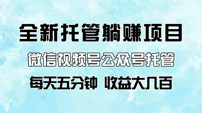 全新托管躺赚项目，微信视频号公众号托管代运营，每天五分钟，收益大几百-智宝网创