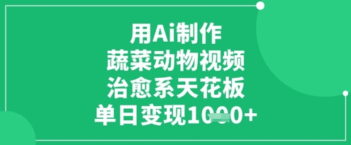 用Ai制作蔬菜动物视频，治愈系天花板，单日变现1k-智宝网创
