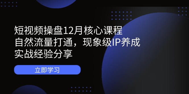.短视频操盘12月核心课程：自然流量打通，现象级IP养成，实战经验分享-智宝网创