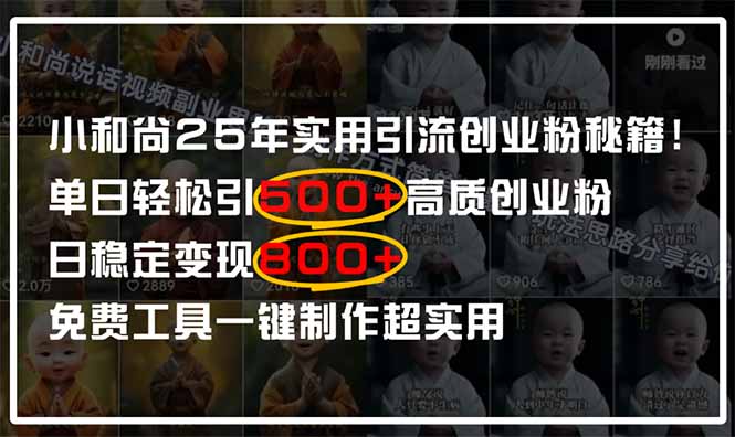 小和尚2025年实用引流秘籍！单日轻松引500+高质量创业粉，日变现800+，…-智宝网创