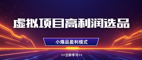 虚拟项目高利润选品方法，做好单店利润1W+，可多店倍增利润-智宝网创