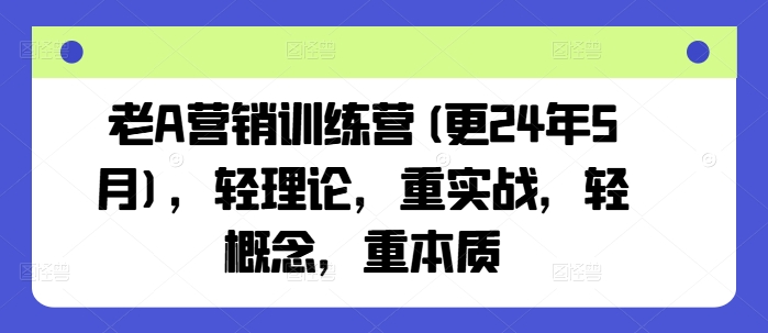 老A营销训练营(更25年4月)，轻理论，重实战，轻概念，重本质-智宝网创