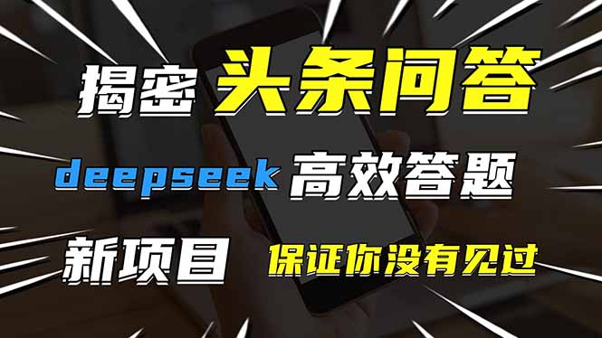 头条问答，刚出的新玩法！保证你没见过！用DeepSeek去高效答题，一个账…-智宝网创