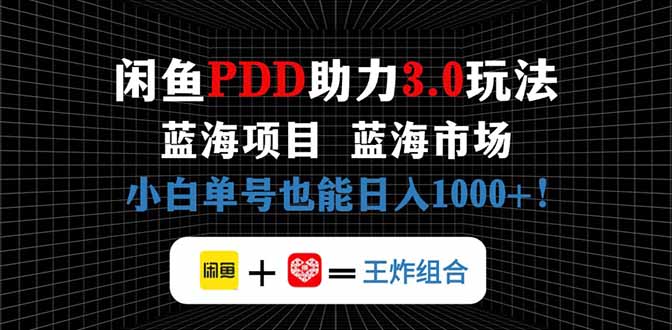 闲鱼卖拼多多助力项目，蓝海市场新手也能单号日入1000+-智宝网创