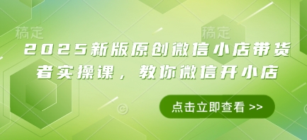 2025新版原创微信小店带货者实操课，教你微信开小店-智宝网创