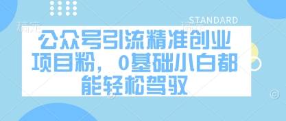 公众号引流精准创业项目粉，0基础小白都能轻松驾驭-智宝网创