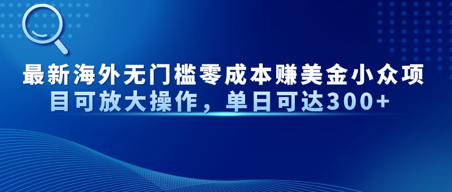最新海外无门槛零成本赚美金小众项目可放大操作，单日可达300+-智宝网创
