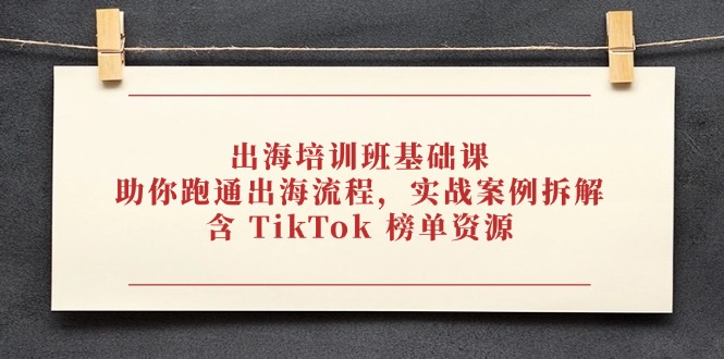出海培训班基础课，助你跑通出海流程，实战案例拆解，含 TikTok 榜单资源-智宝网创