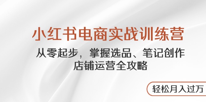 小红书电商实战训练营，从零起步，掌握选品、笔记创作、店铺运营全攻略…-智宝网创