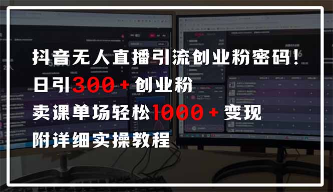 抖音无人直播引流密码！日引300+创业粉 单场轻松1000+变现 附详细实操教程-智宝网创